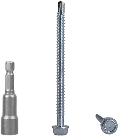 Marcopol (20 Stück) DIN 7504 K Stahl verzinkt 5,5x80 mm Schrauben, selbstbohrende Blechschraube, Sechskant-Unterlegscheibenkopf, selbstschneidend (20, 5,5x80 mm), Silber
