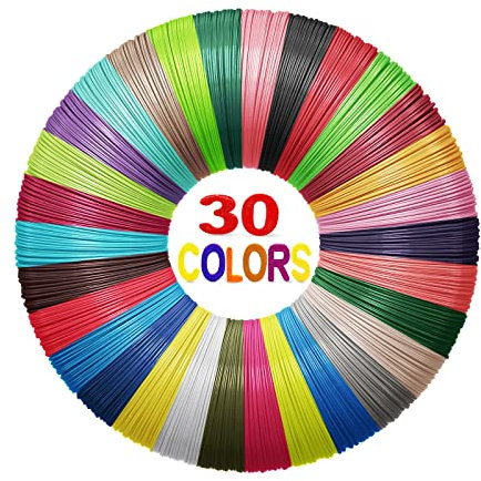 Yungden 3D Stift Filament PLA, 30 Farben 3D Druck Filament 1,75mm, 3D Stift Farben, Insgesamt 90M, 3D Stiftminen für MYNT3D, SCRIB3D und Dikale 3D Stifte(3D Stift nicht Enthalten)