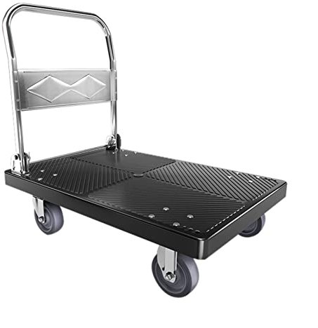 WANGPP Transportwagen klappbar,rollwagen Werkstatt,mit 4 Rädern mit Schwenkrädern und Rutschfester Plattformoberfläche für Umzug und Büro (Color : Black, Size : 90 * 60cm(B))