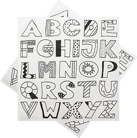 ZauberDeko Servietten Einschulung ABC Weiß Schwarz Schulanfang 33 x 33 cm 20 Stück