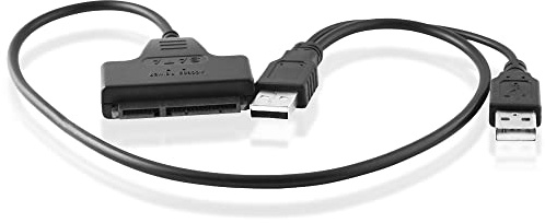 BestPlug Adaptateur de câble USB Y 2.0 40 cm avec 2 ports USB A mâle vers SATA I/II mâle haute vitesse Noir