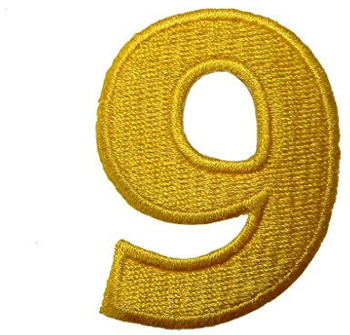 Catch the Patch Zahl 9 Gelb Aufnäher zum Aufbügeln 4,9 x 3,8 cm Bügelbild für Kinder Erwachsene mit Vorname Initialen, Bügelpatch Buchstaben Alphabet