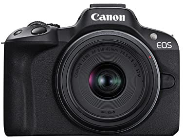 Canon EOS R50 Mirrorless Vlogging Camera (Black) w/RF-S18-45mm F4.5-6.3 is STM & RF-S55-210mm F5-7.1 is STM Lenses, 24.2 MP, 4K Video, Subject Detection & Tracking, Compact, Smartphone Connection