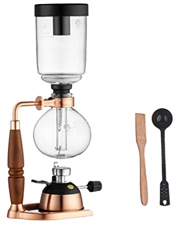 JITEM Coffee Maker Syphon Coffee Maker Manual Retro Vacuum Glass Siphon Pot Percolators 1-5 Cups Glass Tabletop Siphon Coffee Maker for Coffee or Tea