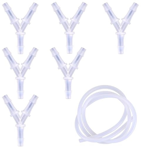 6 Packs Y-Shaped Aquarium Air Valve, Aquarium Airline Tubing 3 Way Oxygen Air Hose Tubing Connectors with Fitting for Fish Tank Pump Accessories