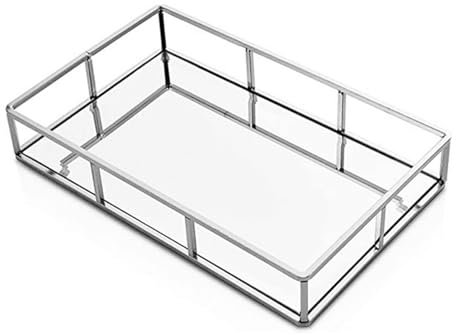 Soulnioi Spiegeltablett, Schmucktablett, Parfüm-Organizer (30 x 19 x 5 cm), Make-up-Aufbewahrung, Schmuckhalter, dekoratives Tablett für Badezimmer, Theke, Badezimmer (Silber)