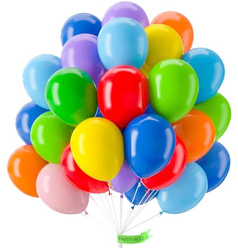 PartyWoo Luftballons Bunt, 100 Stück 10 Zoll Ballons Regenbogen, Bunte Luftballons für Ballongirlande oder Ballonbogen als Partydeko, Geburtstagsdekoration, Hochzeitsdekoration, Babypartydekoration