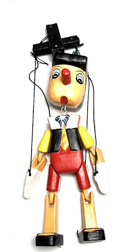 HC enterprise Pinocchio aus Holz mit Schnur, 25 cm, handgefertigt in Indonesien