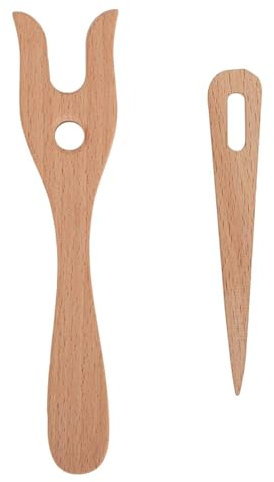 Tenedor De Tejer - Portátil Tenedor Tejer Madera | Multifunción Tenedor Tejer Con Aguja | Tenedor Madera Hilo Reutilizable | Herramienta Para Tejer Bricolaje | Antigua Herram