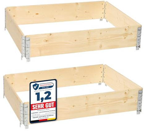 Garronda Orto Rialzato da Esterno per Giardino, Cassoni Orto, Aiuola Rialzata con Telaio in Legno 120x80 cm, Grandi Fioriere per Piante, Fiori, Erbe, Frutta e Verdura GD-0075 (Naturale, 2 pz)