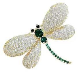 Grüner Strass Libelle Brosche Insekt Tier Brosche Elegante Kristall Corsage Pin Damen Geschenke Party Kleid Zubehör Modeschmuck für Frauen