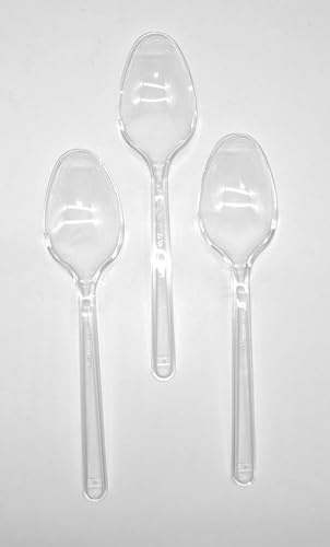 Plastiklöffel GLOBAL MASTER, 100 Stück wiederverwendbares und robustes Partybesteck, spülmaschinenfest und transparent.