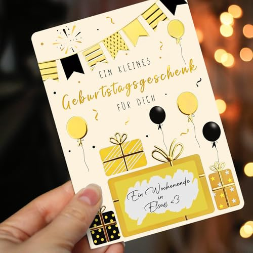 Gutschein Karte Geburtstag - Geburtstagskarte zum Freirubbeln, Gutschein zum Selber Ausfüllen, A6 Geburtstagsgutschein mit Rubbelaufkleber, Lustige Geburtstagskarten für Freundin Frauen Männer