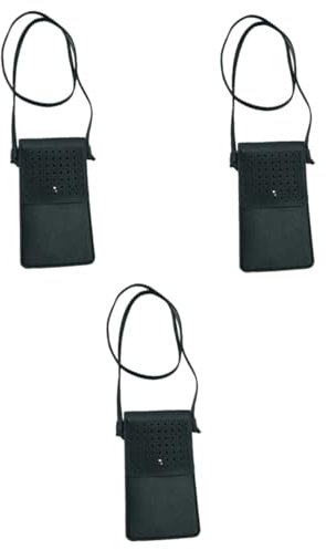 DEARMAMY 3stücke Damen Mini Pu Leder Umhängetasche Doppelseitige Handytasche Tragbare Kosmetiktasche Für Reisen Und Freizeit Schwarz Verstellbarer Tragegurt Multifunktional