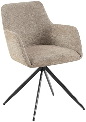 CLP Silla de Comedor giratoria Olema en Tela, butaca 180 Grados con reposabrazos y Respaldo, tapiceria facil de Limpiar, Color:Gris Pardo