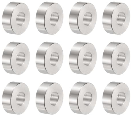 QUARKZMAN 12 Stück Edelstahl-Abstandshalter 8,5 mm Bohrung x 20 mm Außendurchmesser x 8 mm Länge Schraubenbuchse Blankes Finish Runder Metall-Distanzhülsen für M8 Schrauben und Stangen
