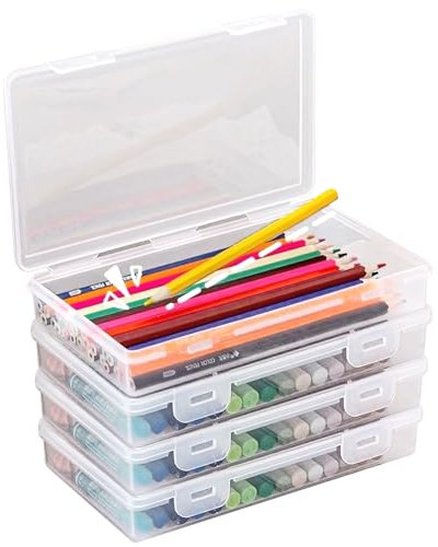 MHwan organizador lapices, 4 piezas organizador rotuladores apilables, caja de almacenamiento con clip resistente y duradera sin BPA para suministros de oficina, manualidades, piezas, escuela