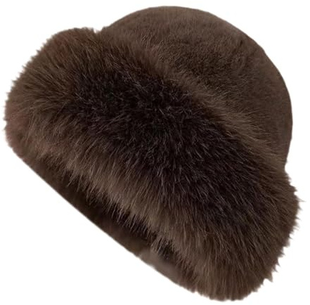LOVIVER Chapeau d'hiver pour Femme, Chapeau d'hiver en Fausse Fourrure, Chapeau Cosaque Épais, Chapeau Russe pour Snowboard, Brun