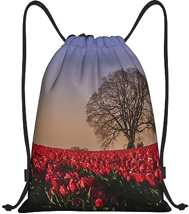 Rucksack Mit Kordelzug Blumenfeld Druck Schuhbeutel wasserdichte Gymnastikbeutel Verstellbar Rucksackbeutel, Für Reisen, Yoga, 36x42cm