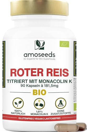 Roter Reis BIO | 2,9mg Monacolin K pro Kapsel | 181,50mg | 90 Vegane Kapseln | Spitzenqualität