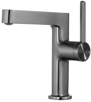 Vollkupfer-Waschtischarmatur, wabenförmiger Auslauf, Warm- und Kaltwasserarmatur mit Doppelregulierung, geeignet für Badezimmer-WC-Armatur (Gunmetal grau)