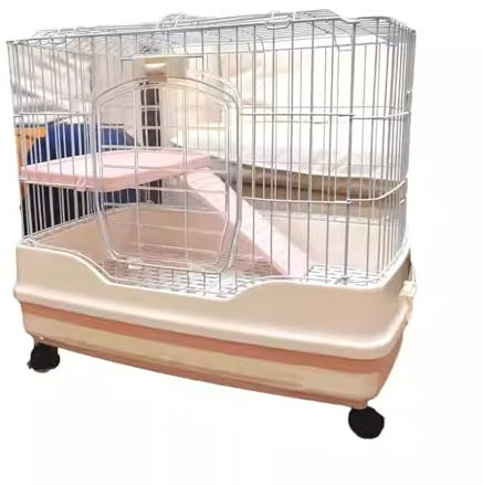 Käfig Kaninchen 2 Etagen mit Abnehmbarem Tablett, Freigehege für Kaninchen Draußen for Kaninchen mit Oberlicht, Tragbarer aus Metalldraht for Kleine Tiere(Red,83 * 55 * 68cm)