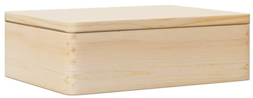 Gecheer Förvaringslåda i trä rektangulär omålad presentask trä minnessak minne hantverk kista med lock 40 x 30 x 13 cm massiv trä tall