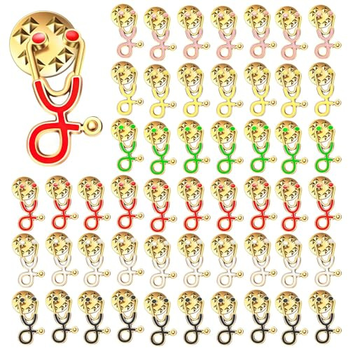 SEPGLITTER 24 Stück Stethoskop Legierung Brosche Krankenschwester Abschnitt Abzeichen Amulett Brosche Medizinische Etiketten Abzeichen Kleidung Zubehör für Kleidung, Rucksack, Hut Jacke Dekoration