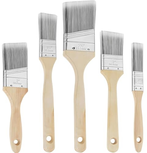 AMSGANK 5er Set Pinsel Malerpinsel, Lasurpinsel Flachpinsel Praktischer Pinselset Lackpinsel für Lacke Malerbedarf Paint Brush Breit Wandfarbe Pinsel Holzgriffpinsel Streichpinsel