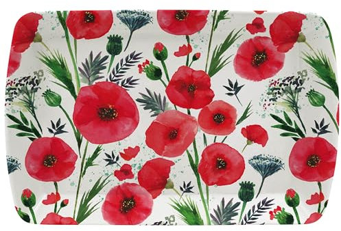 The Leonardo Collection Finola Stack Poppy Tray Small for Serving Dishes | Serving Trays for Kitchen Accessories | Lovely Serving Platter for Serving Food & Tea | Trays for Food Serving