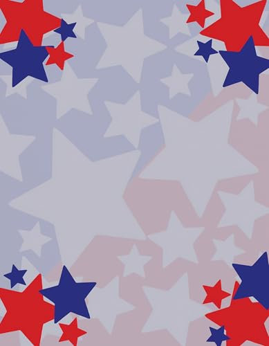 American Stars Printable Letterhead Stationery Paper - 50 Sheets 8.5 x 11 Decorative Writing Paper - Patriotic Flag Letter Paper - 28lb Bond (105gsm) for 4th of July Memorial Day Invitations Events