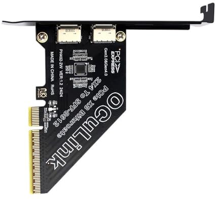 NFHK Adapter PCI-Express 4.0 PCIE 8X Abnehmbar auf Dual Oculink SFF-8612 SFF-8611 VROC Raid0 Adapter für U.2 SSD eGPU Externes Grafikkartendock