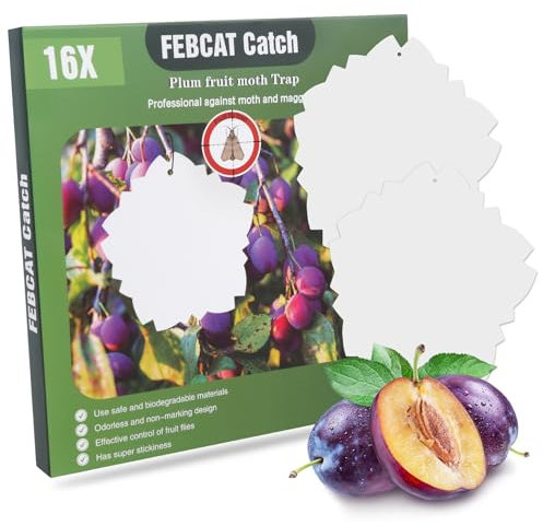 16 Pezzi Trappole Appiccicose, Trappole per Frutta Bifacciale(20 * 20cm), Plant Flycatcher, Attirano Efficacemente Falene Afidi Mosche Proteggono Prugne Pere Noci E Albicocch