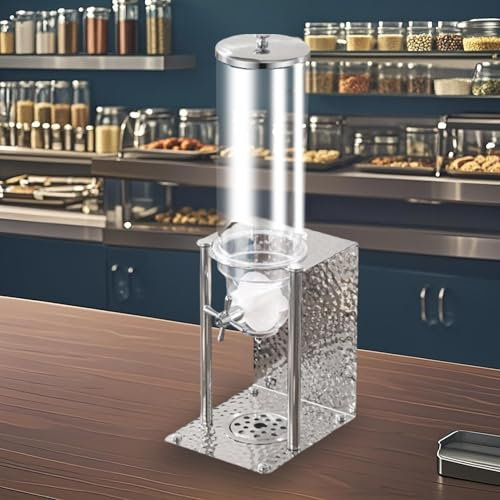 Cereal Dispenser Countertop, Large Capacity Stainless Steel Cereal Dispenser For Pantry, Dry Food Storage Containers For Cereals, Rice, Beans, Grains, Nuts, Snack, Oatmeal(Silver,Single Head 3.5L)