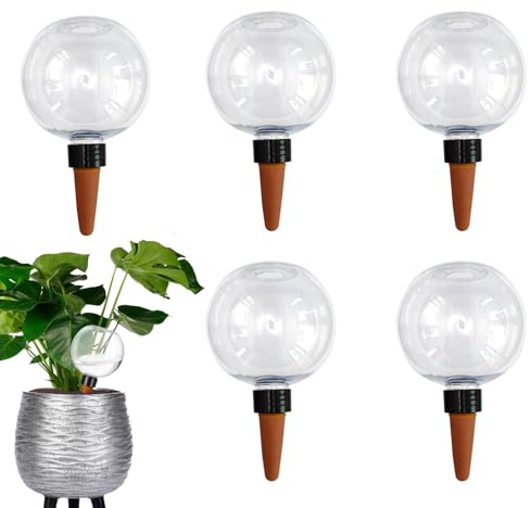 5 Stück Bewässerungskugeln Groß 500ml Automatische Pflanzenbewässerung Outdoor Indoor Selbstbewässerung Bewässerungskugel Transparentes Kunststoff Wasserspender Pflanzen Bewässerungsstäbe für Blumentö