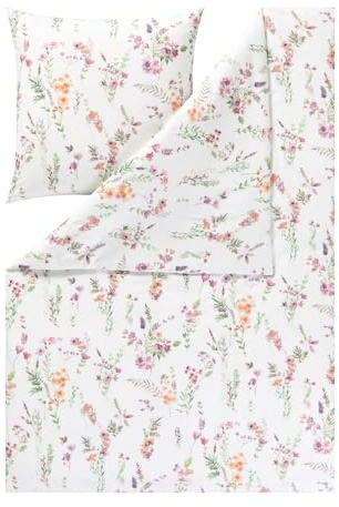 ESTELLA Bettwäsche Millefleur | Multicolor | 135x200 cm + 80x80 cm | extra weich & wärmend|pflegeleicht & trocknerfest | ideale Winterbettwäsche | 100% Baumwolle