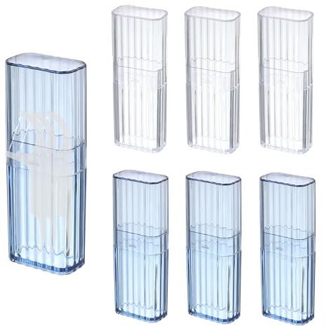 Jyinelx 6Pcs Travel Cotton Bud Holder, Toothpick Holder, Portable Transparent Cotton Buds Holder, Easy to Use, Suitable for Storing Items Such As Cotton Swabs, Dental Floss or Beauty Brushes