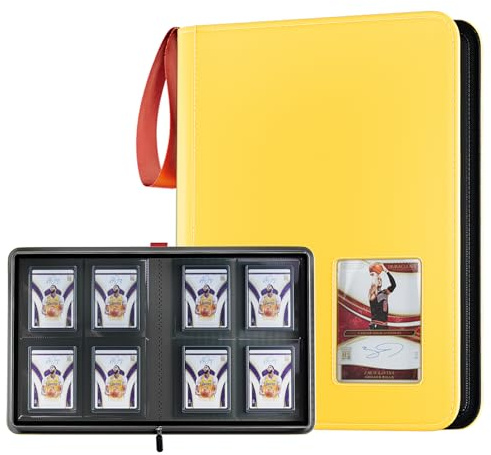ProCase 4 Pocket Top Loader Binder, Holding 144 Cards in 3x4 Toploaders, Side Loading Small Book Folder with Clear Window for Pokemon, Trading, Sports Cards Collection TCG, MTG -Yellow