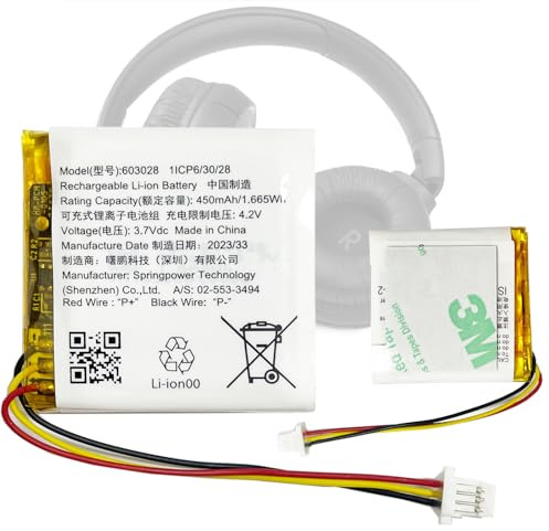 Aousavo 603028 batteria di ricambio 603028 compatibile con JBL Tune 500BT 510BT Bluetooth On-Ear Cuffie 603028