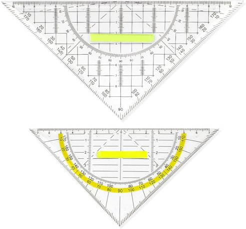 Escuadra con Mango, Wefaly 2 Pcs Transportador Escuadra Grande de 22 cm y Escuadra Pequeña de 16 cm Juego de Triángulos Geométricos con función de Transportador Ideal para la Escuela Oficina Dibujo Mo