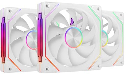 Mars Gaming MF-LINKFINITYKIT2, Kit 3x Ventilateurs Modulaires PWM 12cm, Éclairage ARGB Infinity Mirror, Système Modulaire LINKFINITY, Connexion Magnétique, Configuration Flexible 2+1 Sans Câble, Blanc