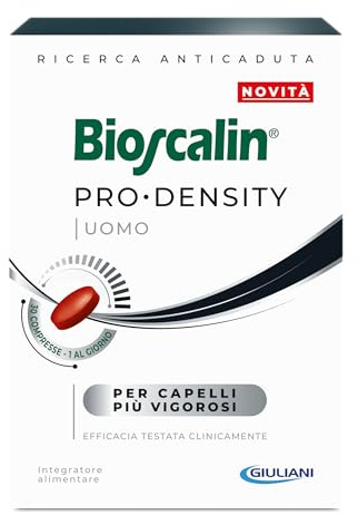 Bioscalin PRO•DENSITY Uomo, Integratore Alimentare per Capelli con Caffeina, Favorisce la Forza dei Capelli, Senza Glutine, Naturalmente senza Lattosio, Utilizzo 1 Mese, 30 Compresse