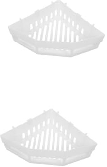 PRETYZOOM 2 Pièces Étagère Angle Murale Plastique sans Perçage Panier de Drainant Organisateur de Rangement pour Salle de Bain et Cuisine Accessoire Pratique et Moderne Blanc