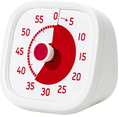 Derwrtup Reloj Visual para Niños - Temporizador Visual de 60 Minutos Para Niños Pequeños - Ayuda Silenciosa Gestión Del Tiempo Para La Escuela Hogar Cocina Trabajo
