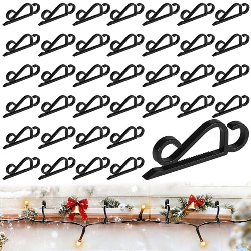 Lincentra 90pc Gutter Hooks for Outdoor Christmas Lights Black | Gutter Hooks for Hanging Christmas Lights, IP65 Waterproof Gutter Clips for Icicle Light on Xmas Halloween Home Garden Decor
