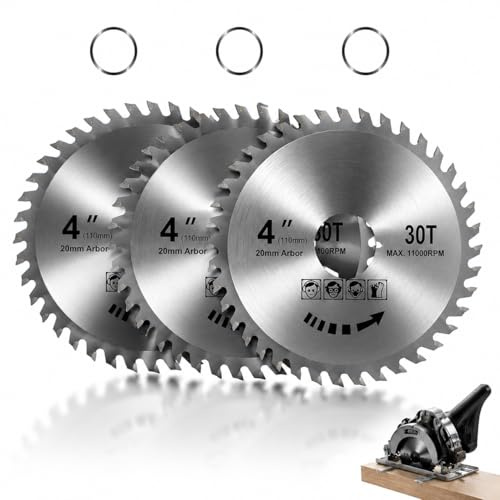 3 Piece 115mm Angle Grinder Wood Cutting Discs, 30 Teeth Circular Saw Blades, Carbide Finishing Tipped Saws for Woodworking Wood Cutting, Woods Cutter Blade Chainsaw metal cutting discs