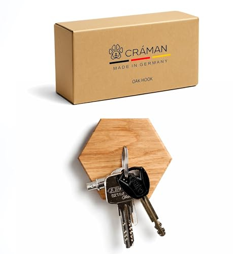 Craman Magnetischer Schlüsselhalter Eiche, Hexagon-Form, Messerhalter Holz, Cube Organizer, Wandmagnet, Germany