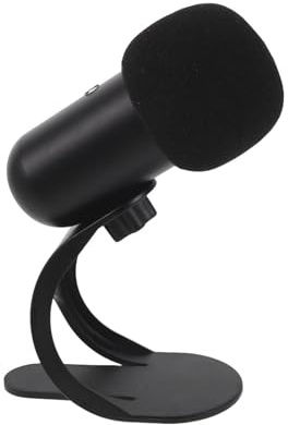 Microfono USB da Tavolo Nero con Pulsante Mute e Supporto | Abs e Ferro, Controllo Volume Integrato, Audio con Elaborazione Studio per Registrazione e Streaming