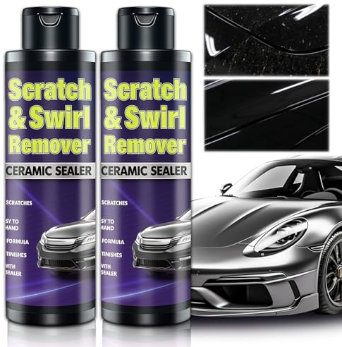 2 * 250ml Auto Politur Set,Autowachs,Reparatur Polieren Paste,Kratzerentferner Autolack,Autopflege Politur,Polierpaste für dunkle Metalliclacke zur Entfernung kleiner Kratzer,einfache Handanwendung
