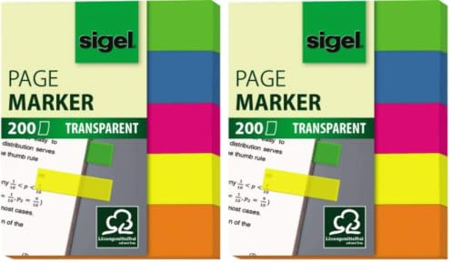SIGEL HN615 Haftmarker, 200 Mini-Streifen im Format 12 x 50 mm, 5 Farben (Packung mit 2)